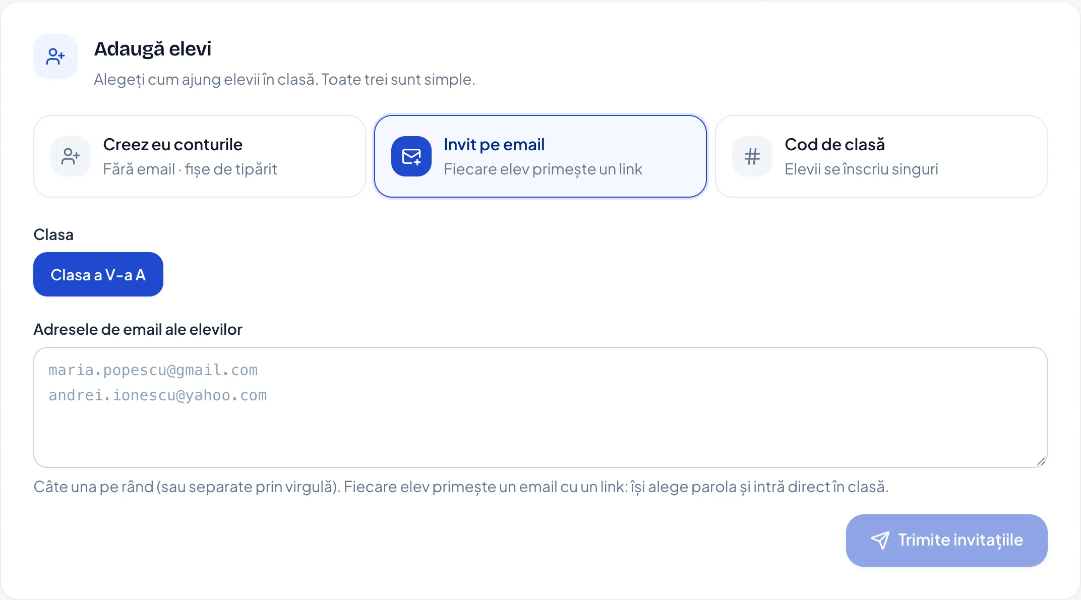 Invitație pe email